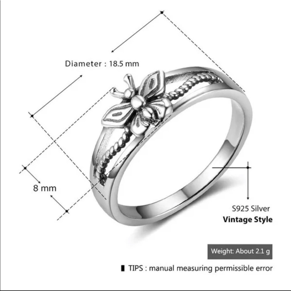 New 925 Silver Dainty Butterfly Women’s Ring - Picture 4 of 5